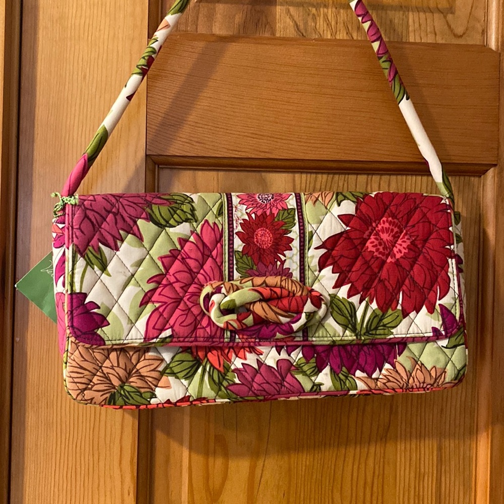 Bag Vera Bradley Knot Just A Clutch Hello Dahlia Pocket Book Handle Handbag